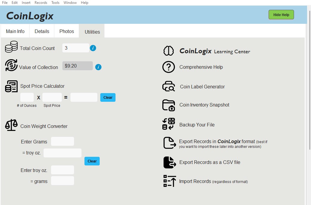 Utilities Tab